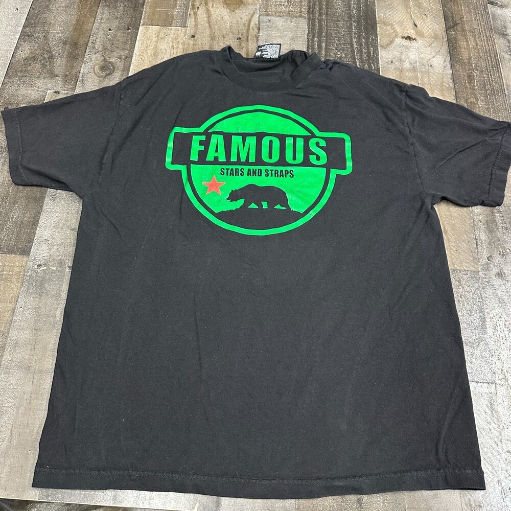 Y2K Famous Stars And Straps Shirt Men's Size XL Black Short Sleeve VTG